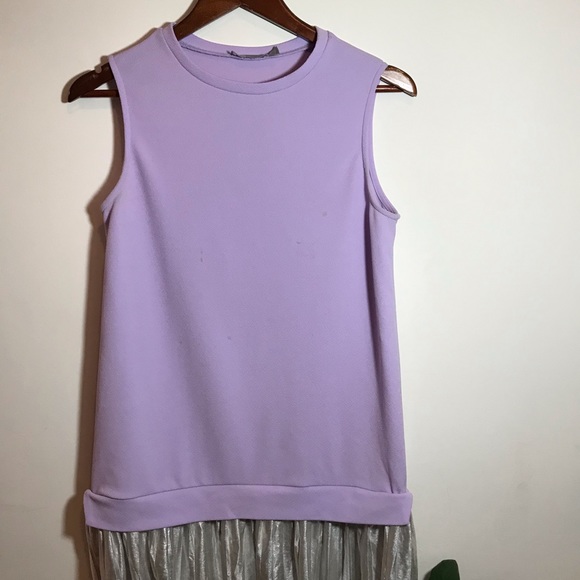 Lavender and silver pleated dress